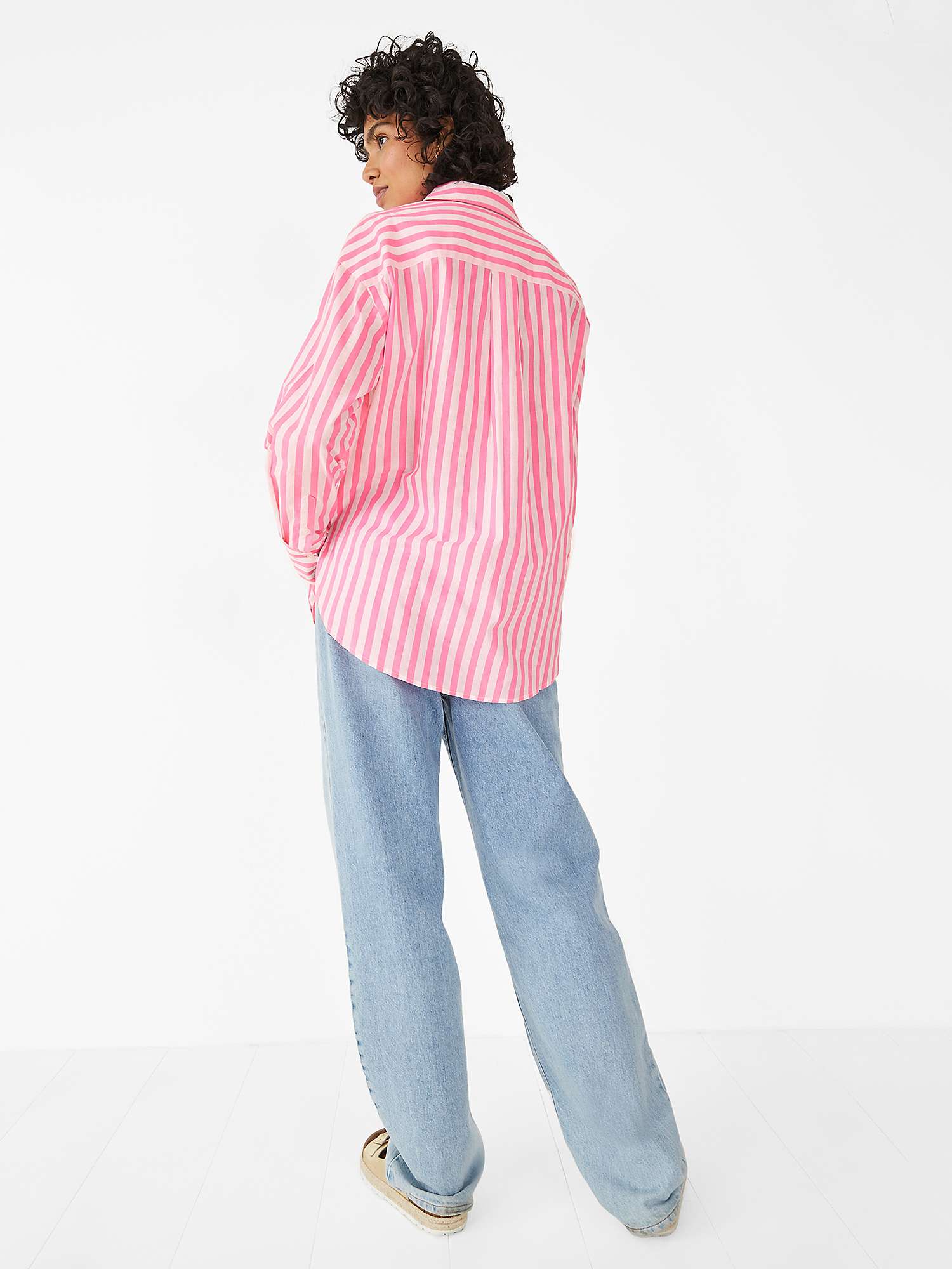 HUSH Perry Stripe Shirt, Neon Pink at John Lewis & Partners