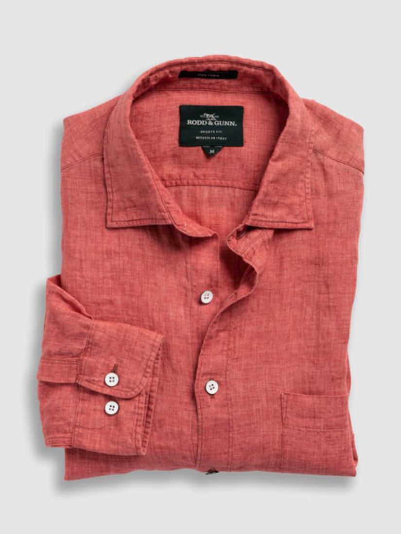 Rodd & Gunn Coromandel Long Sleeve Slim Fit Shirt, Redwood, XS
