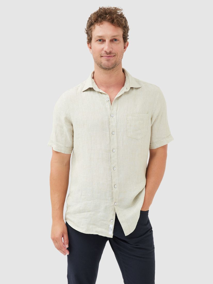 Rodd & Gunn Waiheke Short Sleeve Original Fit Linen Shirt, Flax at John ...