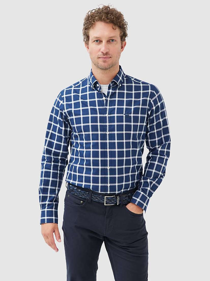 Buy Rodd & Gunn Oxford Check Long Sleeve Sports Fit Cotton Shirt, Navy/Multi Online at johnlewis.com