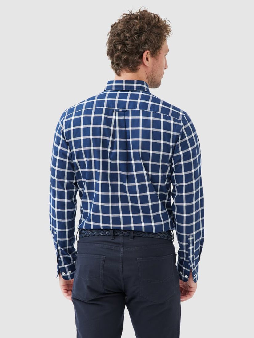 Rodd & Gunn Oxford Check Long Sleeve Sports Fit Cotton Shirt, Navy/Multi, S