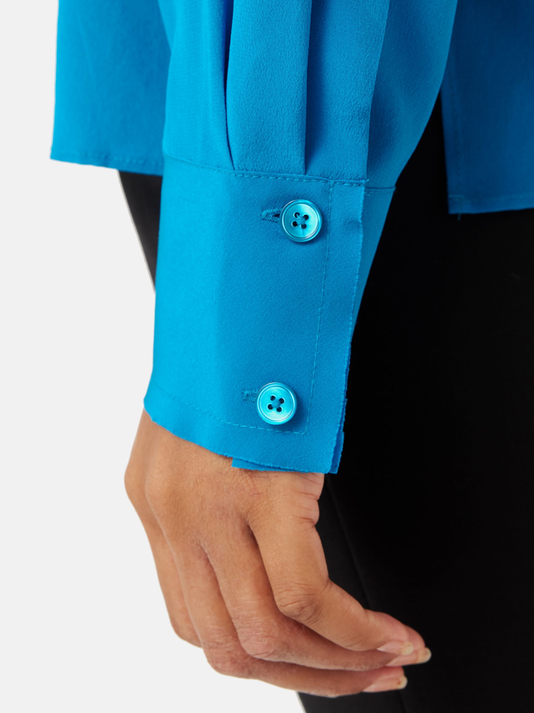 Jigsaw Silk Long Sleeve Blouse, Blue at John Lewis & Partners