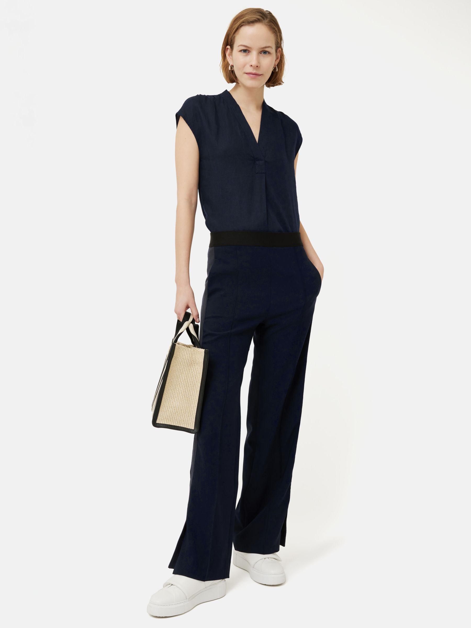 Jigsaw Sleeveless Linen Top, Blue at John Lewis & Partners