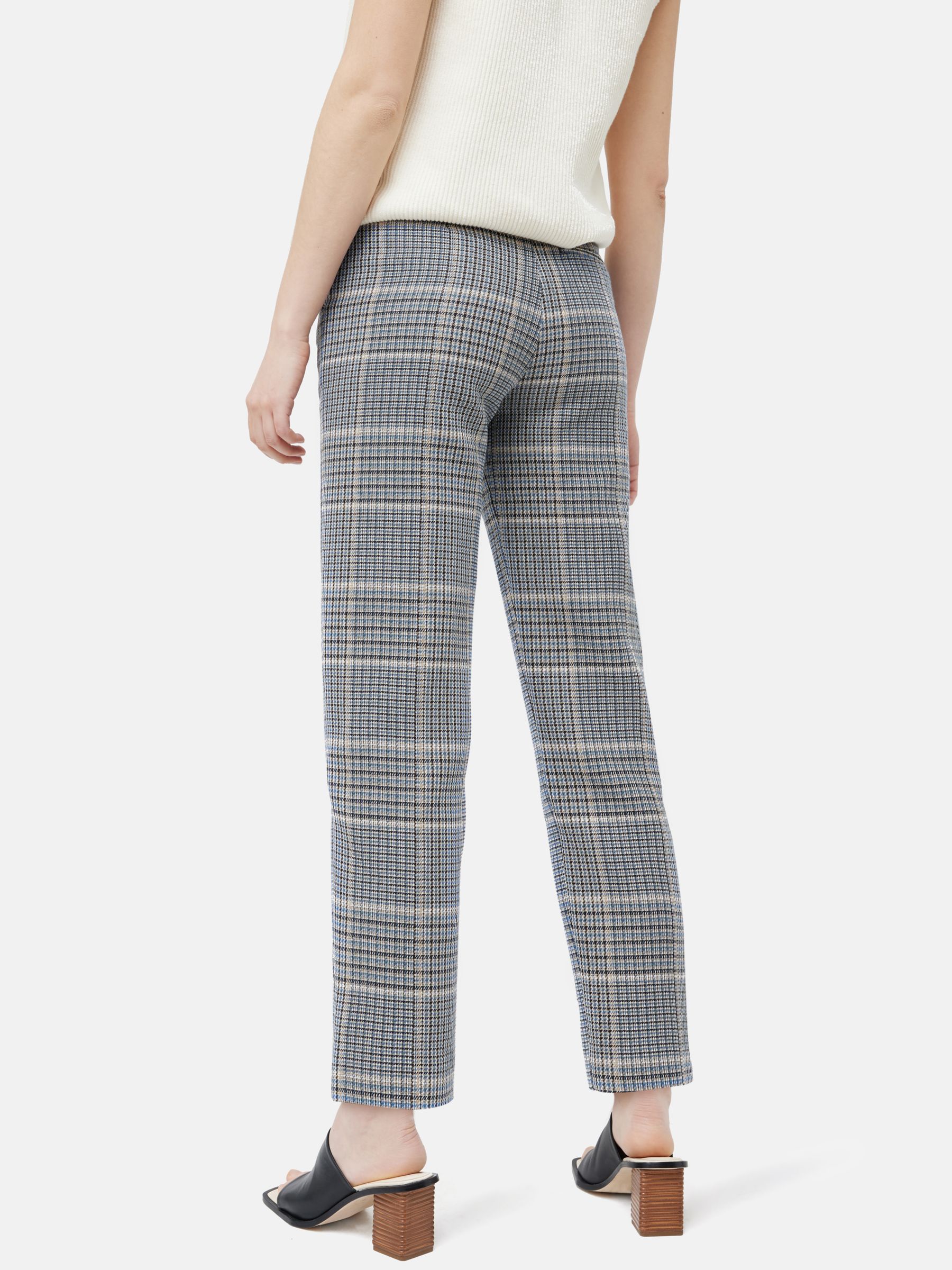 Jigsaw Checked Nevis Linen Trousers, Grey, 6