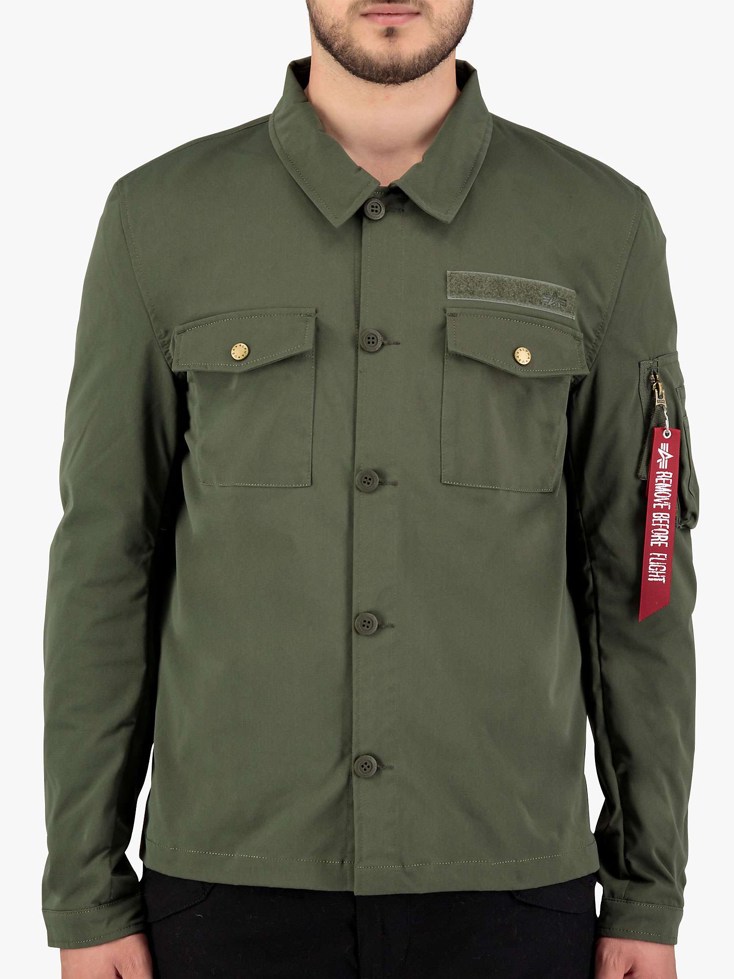 Alpha Industries Overshirt, Dark Olive at John Lewis & Partners