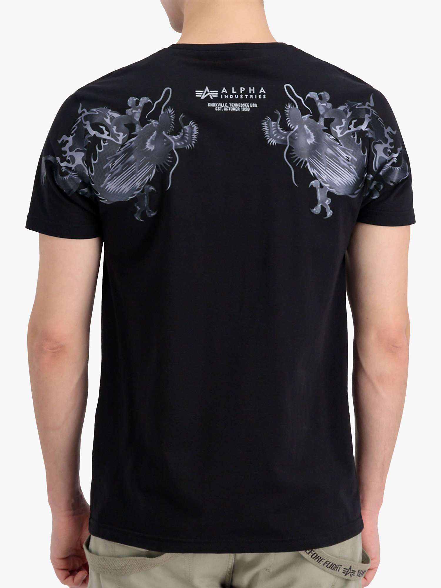 Buy Alpha Industries Dragon Print T-Shirt, 515 Black Black Online at johnlewis.com