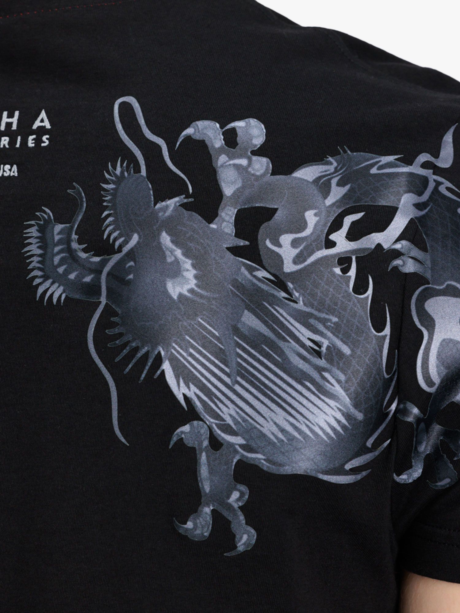 Alpha Industries Dragon Print T-Shirt, 515 Black Black, S