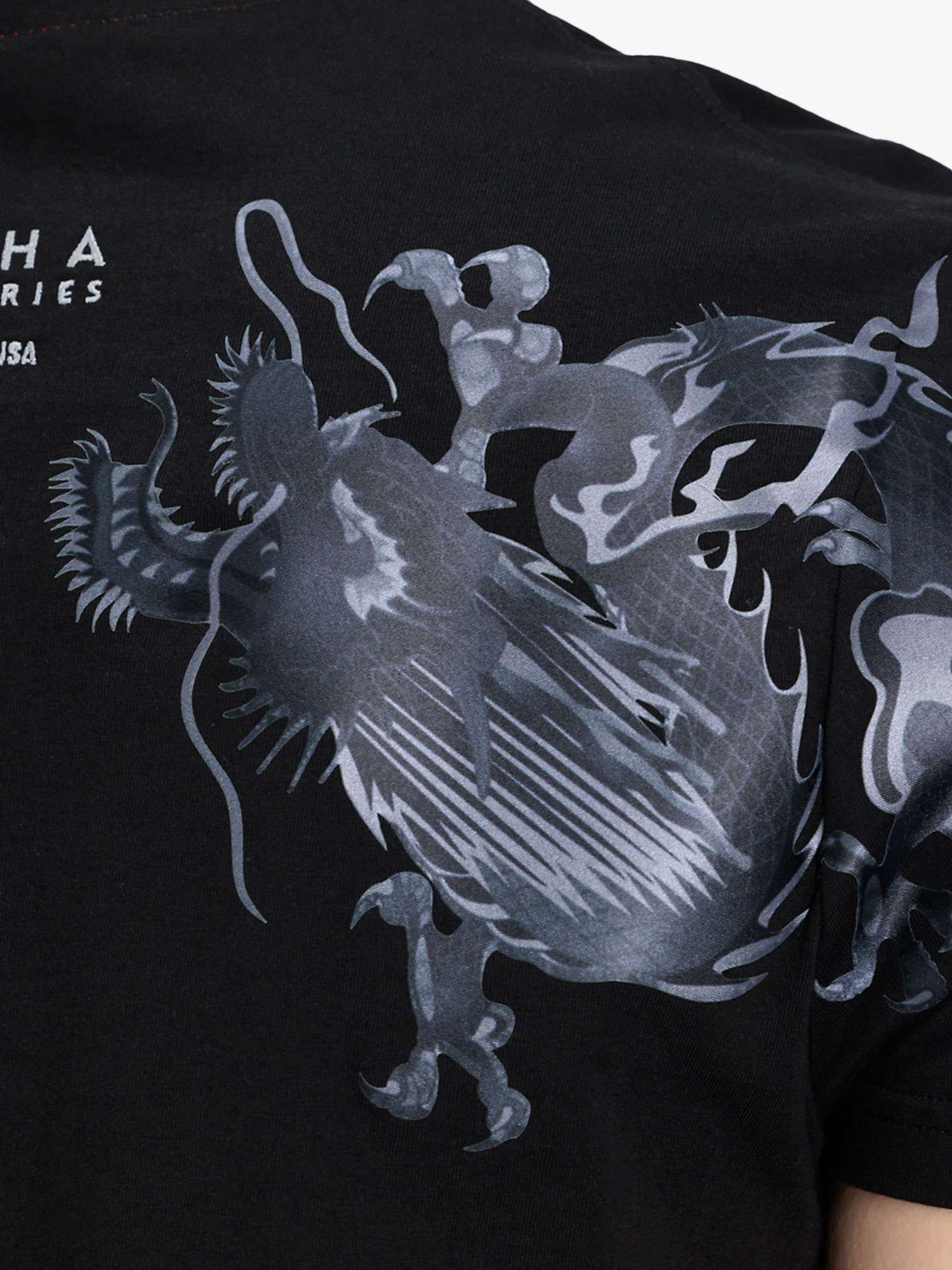 Buy Alpha Industries Dragon Print T-Shirt, 515 Black Black Online at johnlewis.com