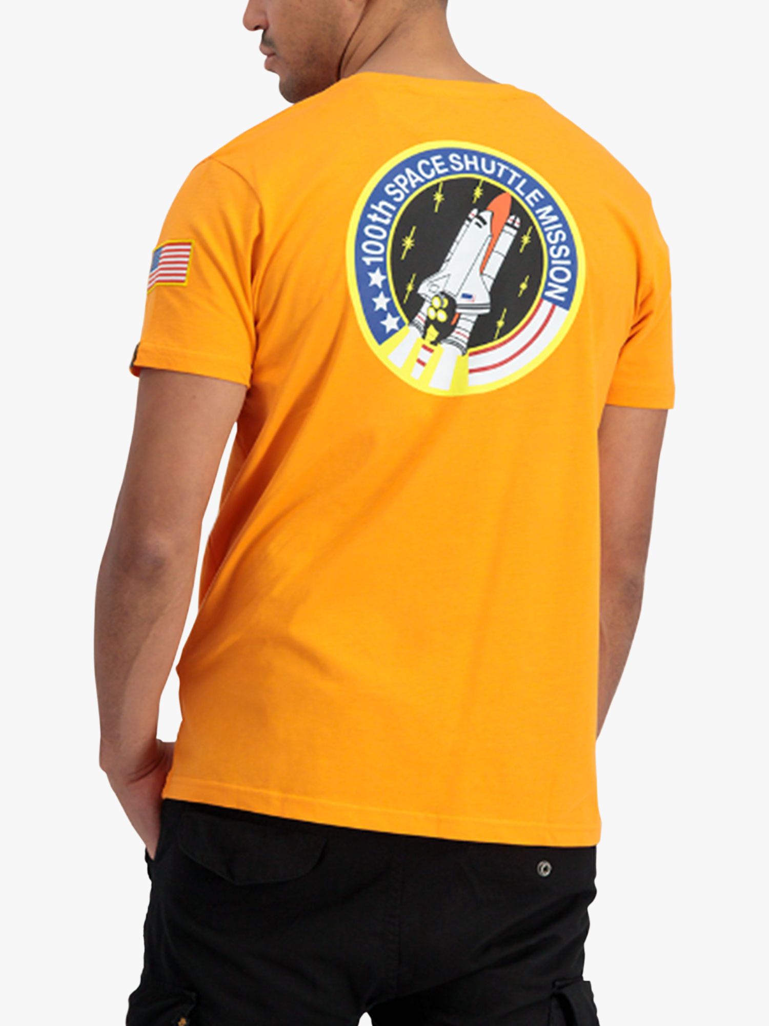 Alpha Industries X NASA at Partners Lewis Space John Shuttle T-Shirt, Orange Alpha & Logo