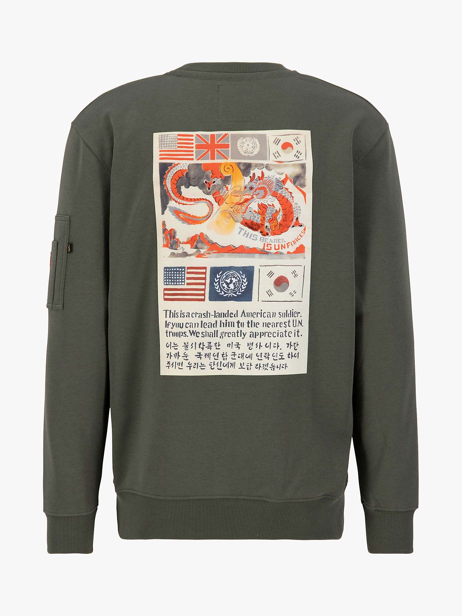 Alpha Industries USN Blood Chit French Terry Sweatshirt, 142 Dark Olive at  John Lewis & Partners