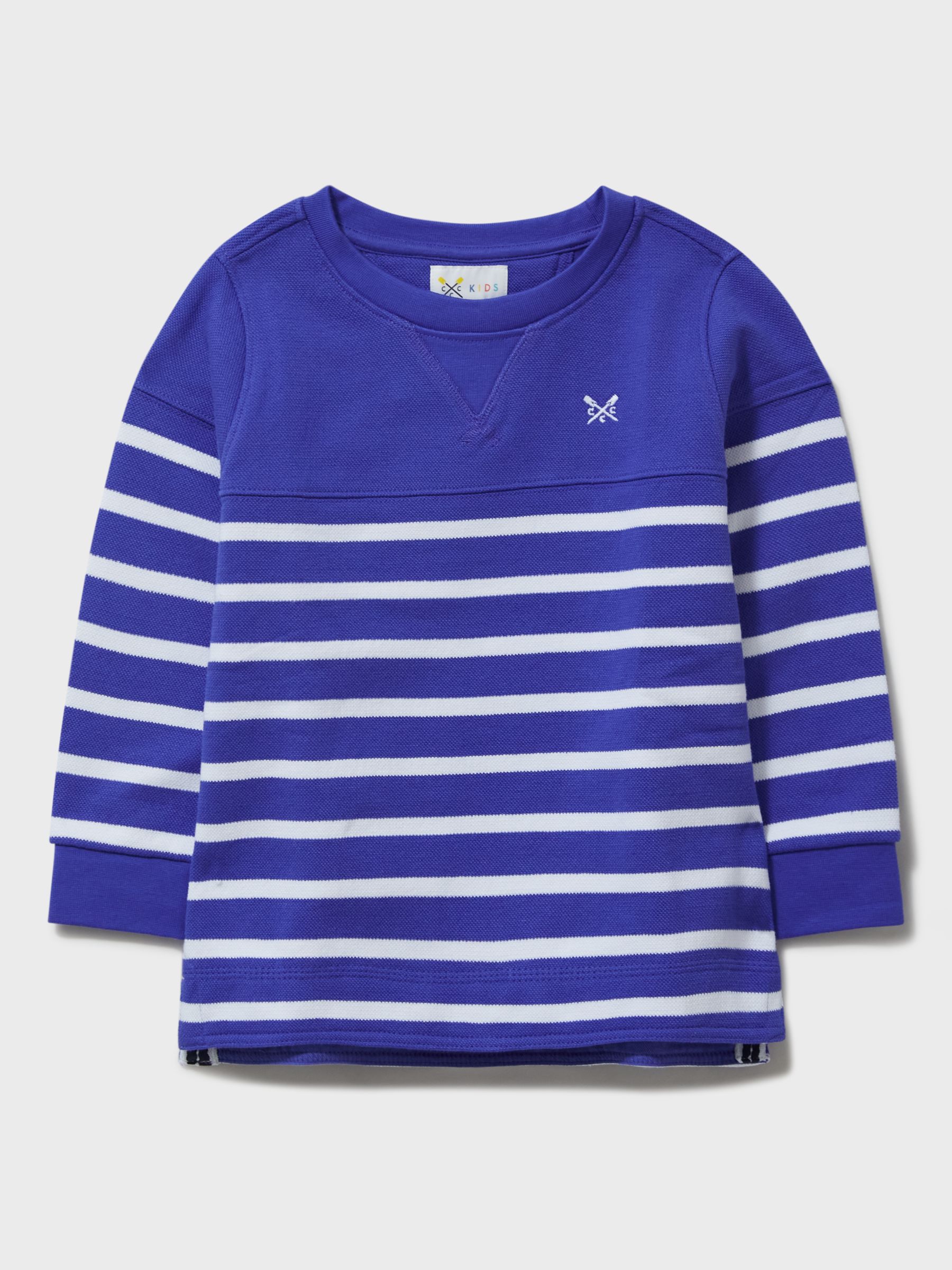 Crew Clothing Kids' Padstow Stripe Sweatshirt, Blue at John Lewis ...