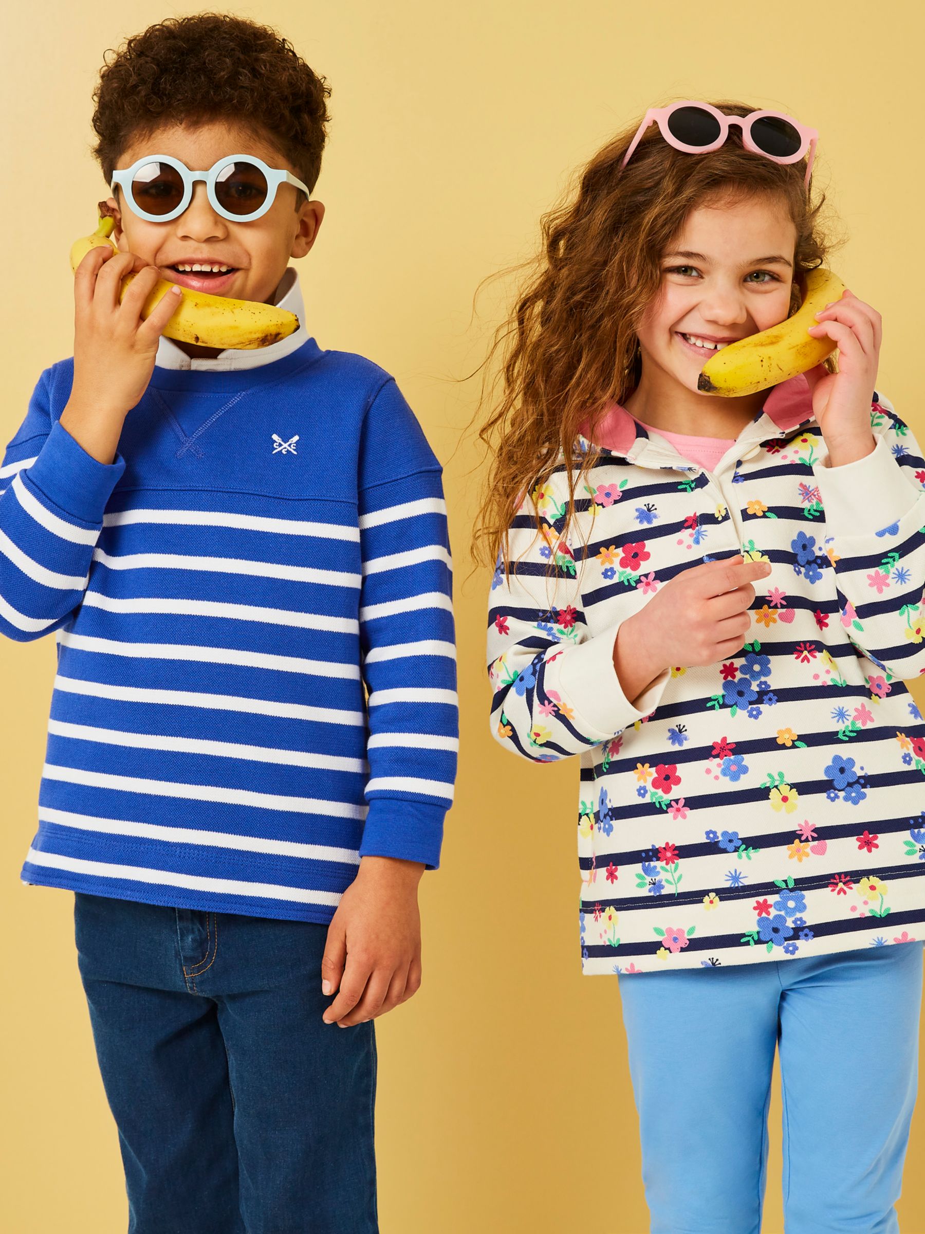Buy Crew Clothing Kids' Padstow Stripe Sweatshirt, Blue Online at johnlewis.com