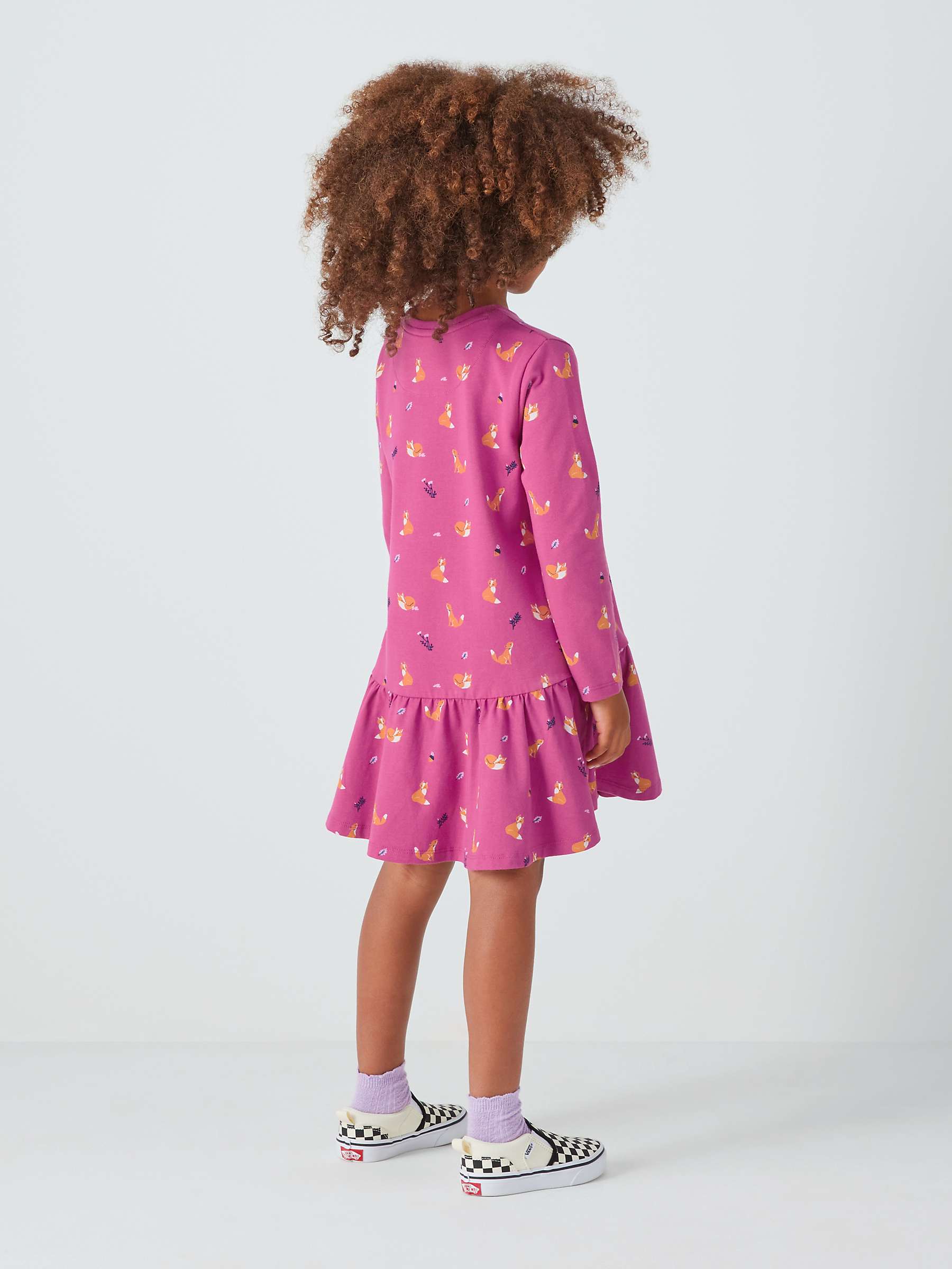 Buy John Lewis Kids' Jersey Fox Mini Dress, Berry Online at johnlewis.com