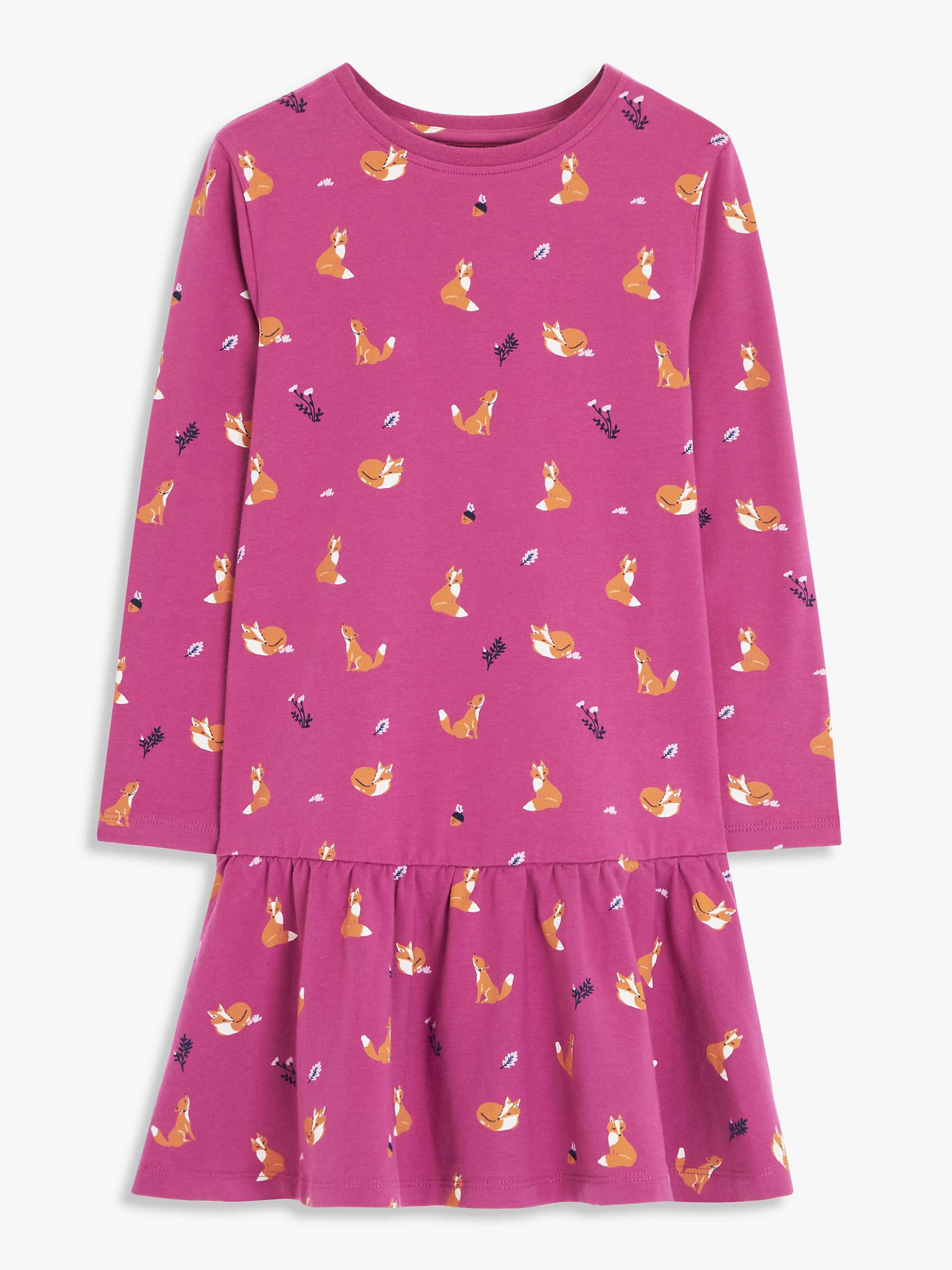 Buy John Lewis Kids' Jersey Fox Mini Dress, Berry Online at johnlewis.com