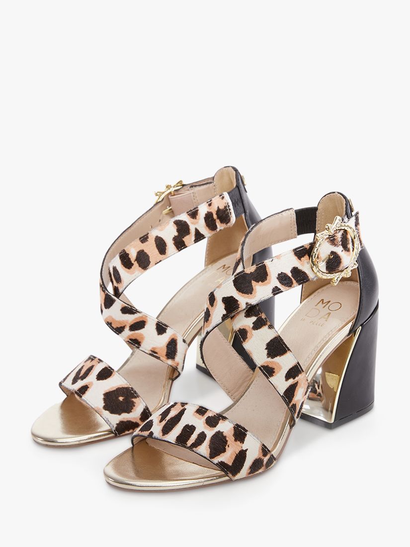 Moda in Pelle Loral Leather Cross Strap Sandals, Leopard at John Lewis ...