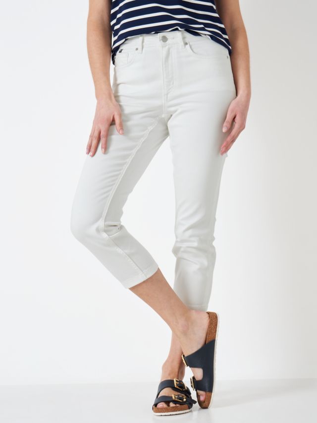 White cropped stretch hot sale jeans