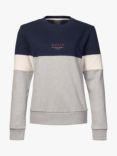 Musto Long Sleeve Cotton Jumper, Grey Melange/Navy