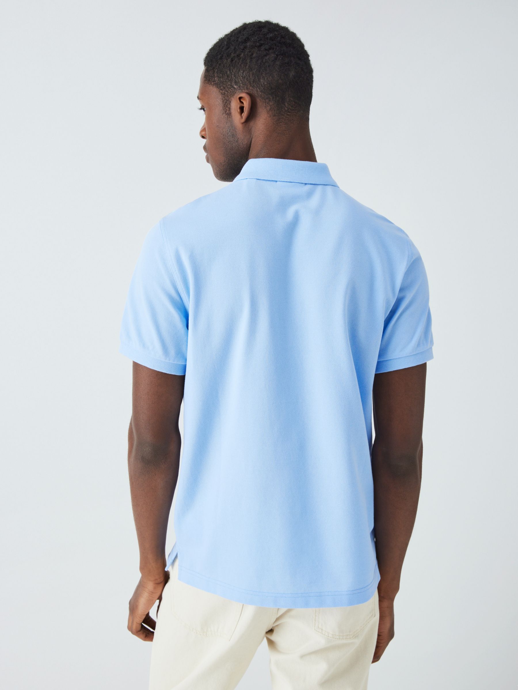GANT Piqué Shield Short Sleeve Polo Shirt, Blue at John Lewis & Partners