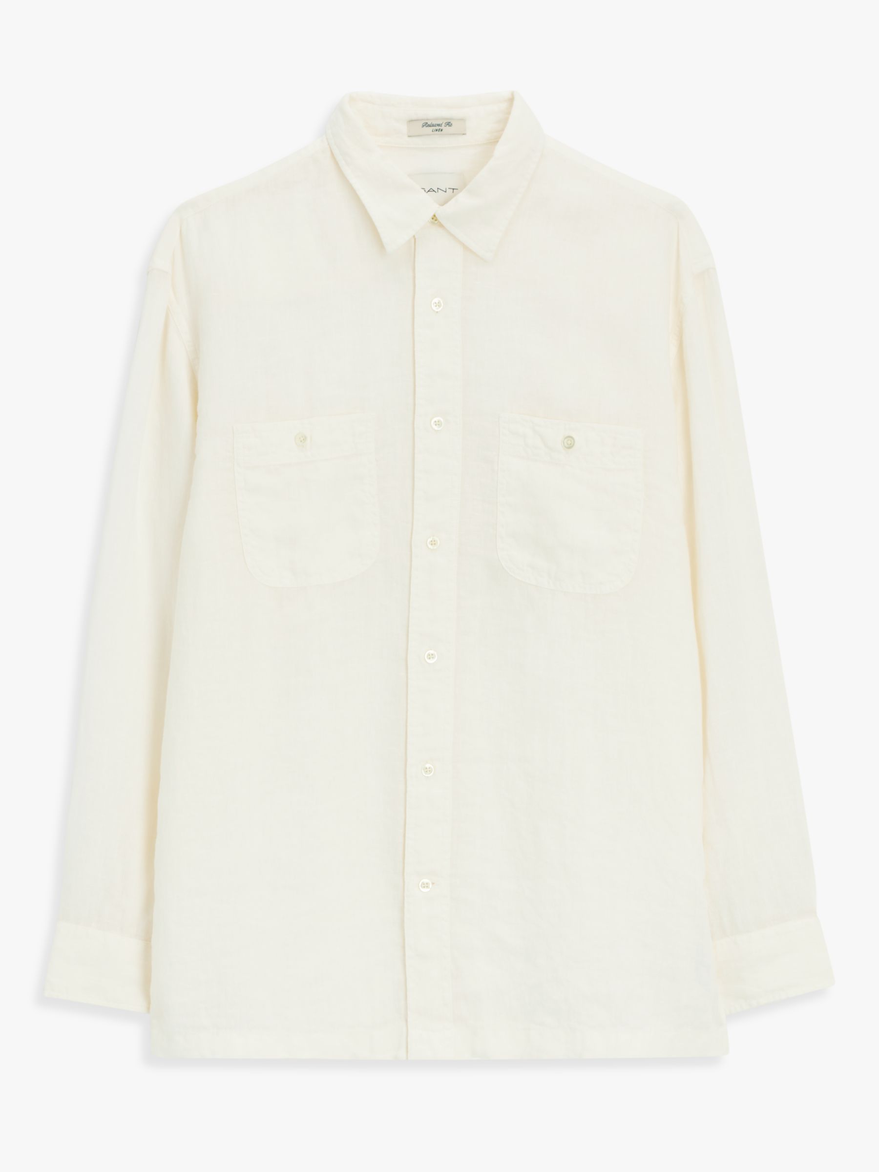 GANT Garment Dyed Linen Shirt, Cream at John Lewis & Partners