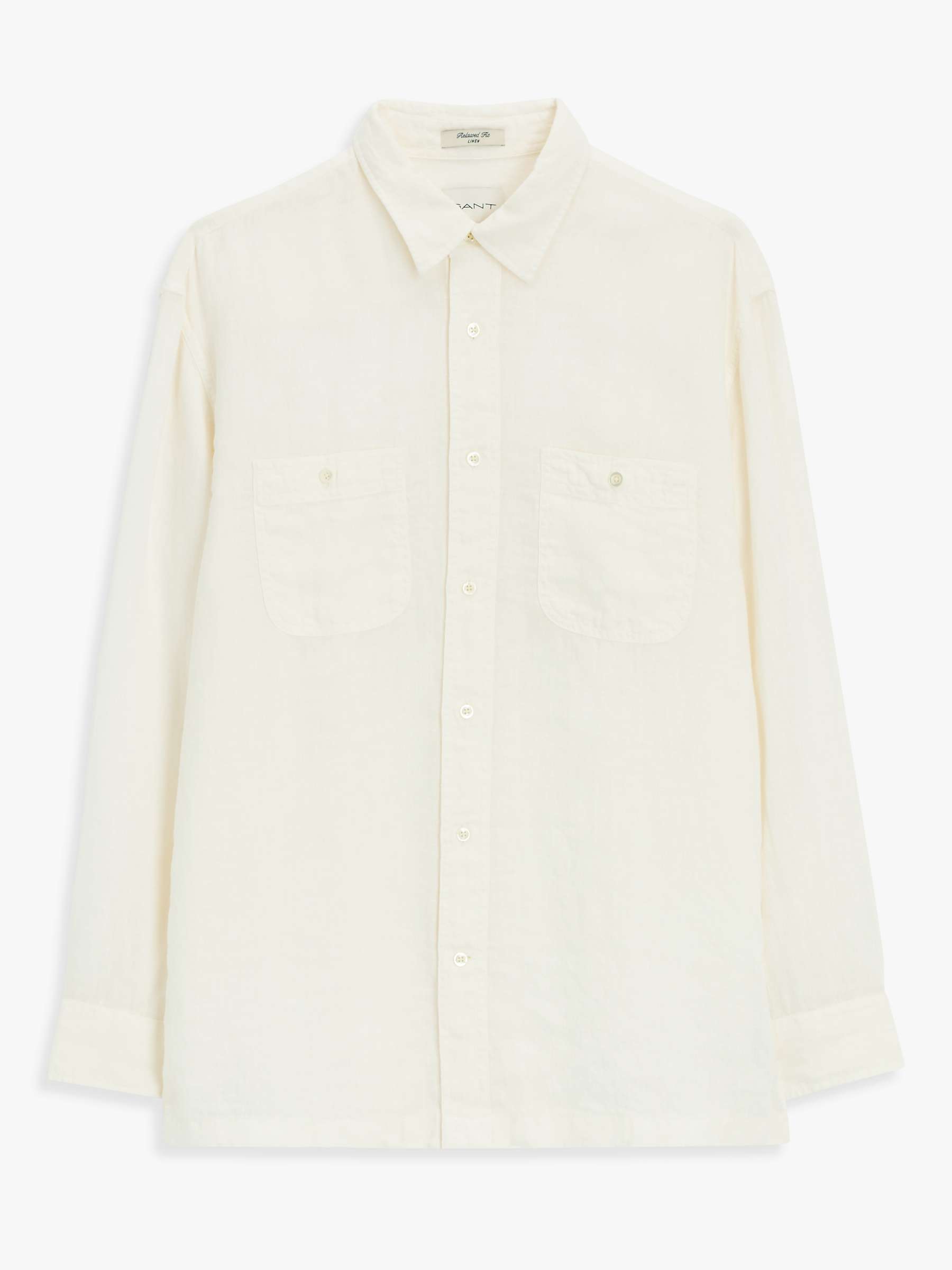 GANT Garment Dyed Linen Shirt, Cream at John Lewis & Partners