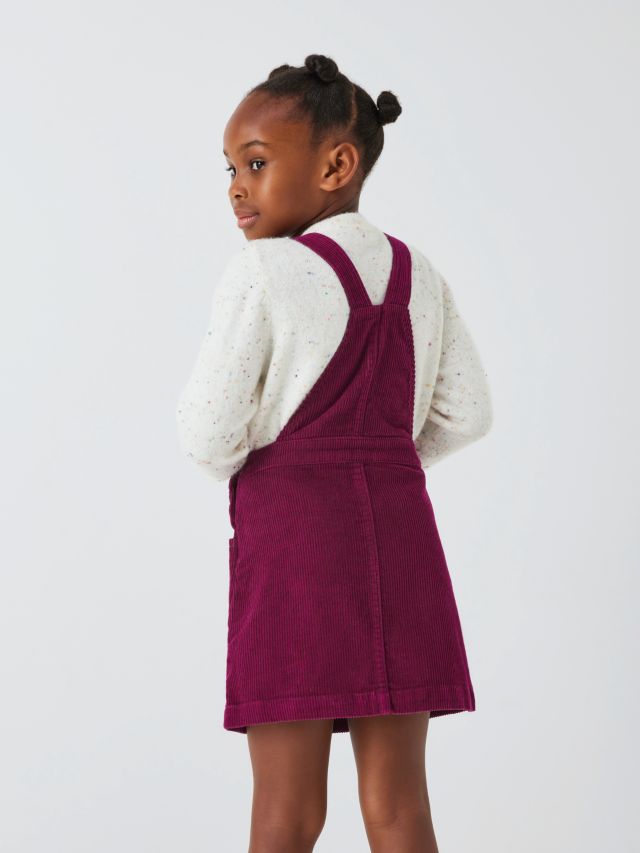 John Lewis Kids Plain Corduroy Pinafore Dress Berry 2 years