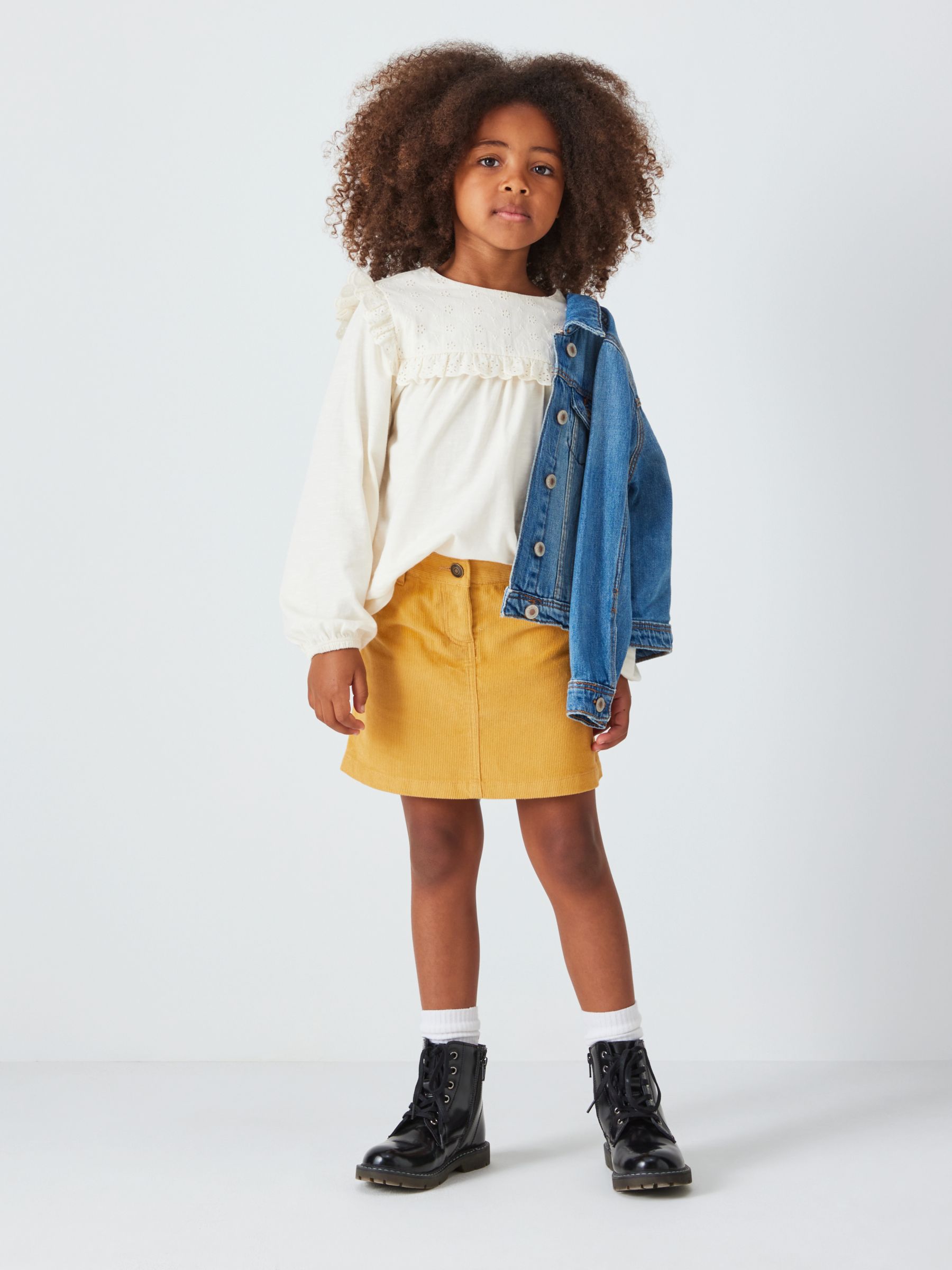 John Lewis Kids' Corduroy Mini Skirt, Yellow at John Lewis & Partners