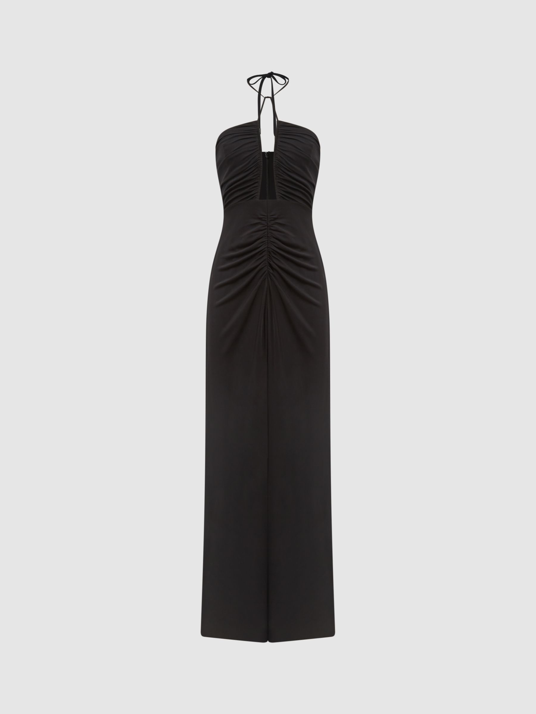 Reiss Lana Plunge Strappy Bodice Dress, Black at John Lewis & Partners