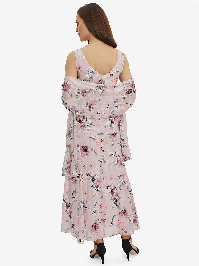 Gina Bacconi Abigail Cowl Neck Printed Midi Dress & Shawl, Blush