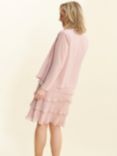 Gina Bacconi Camira Lace Shoulder Bead Tier Jacket Knee Length Dress, Rose Pink