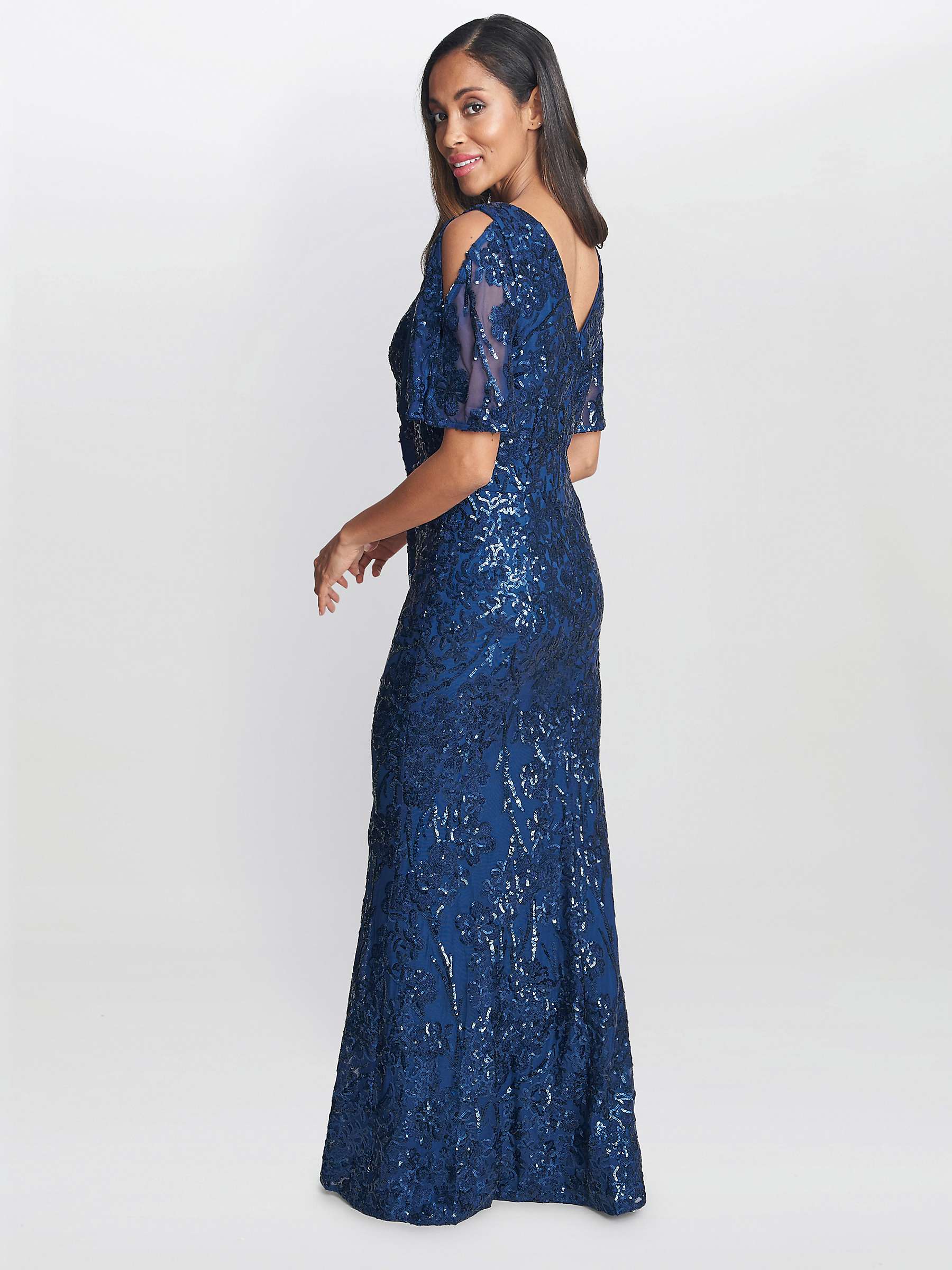 Buy Gina Bacconi Jeselle Floral Sequin Evening Dress, Navy Online at johnlewis.com