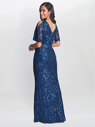 Gina Bacconi Jeselle Floral Sequin Evening Dress, Navy