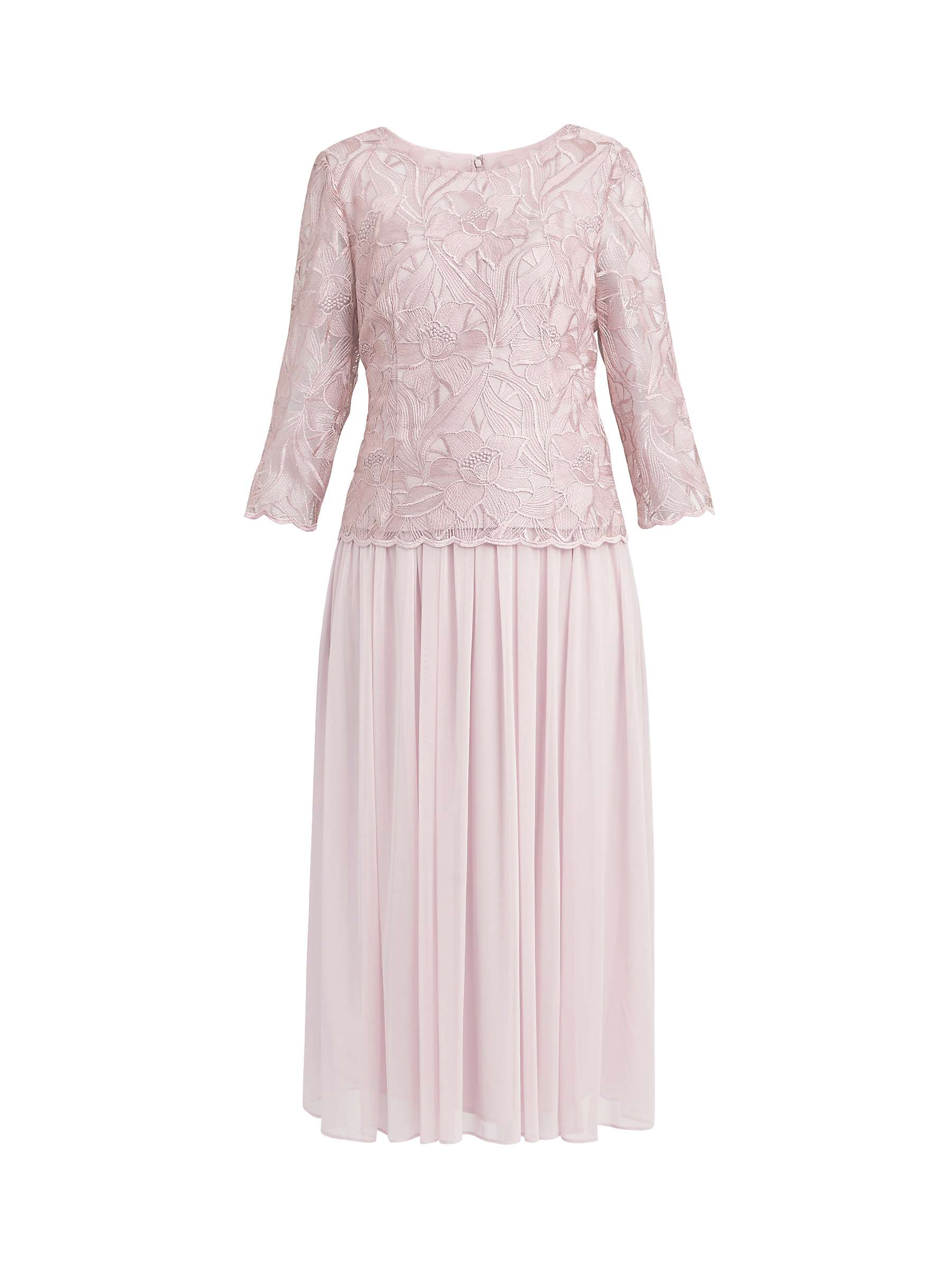 Buy Gina Bacconi Philippa Midi Floral Lace Dress, Rose Pink Online at johnlewis.com