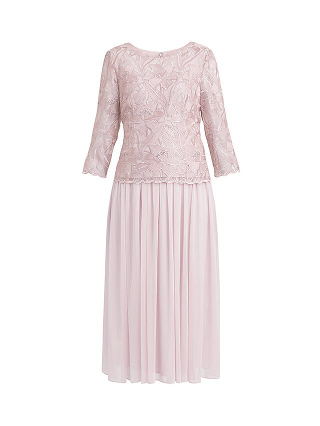 Gina Bacconi Philippa Midi Floral Lace Dress, Rose Pink
