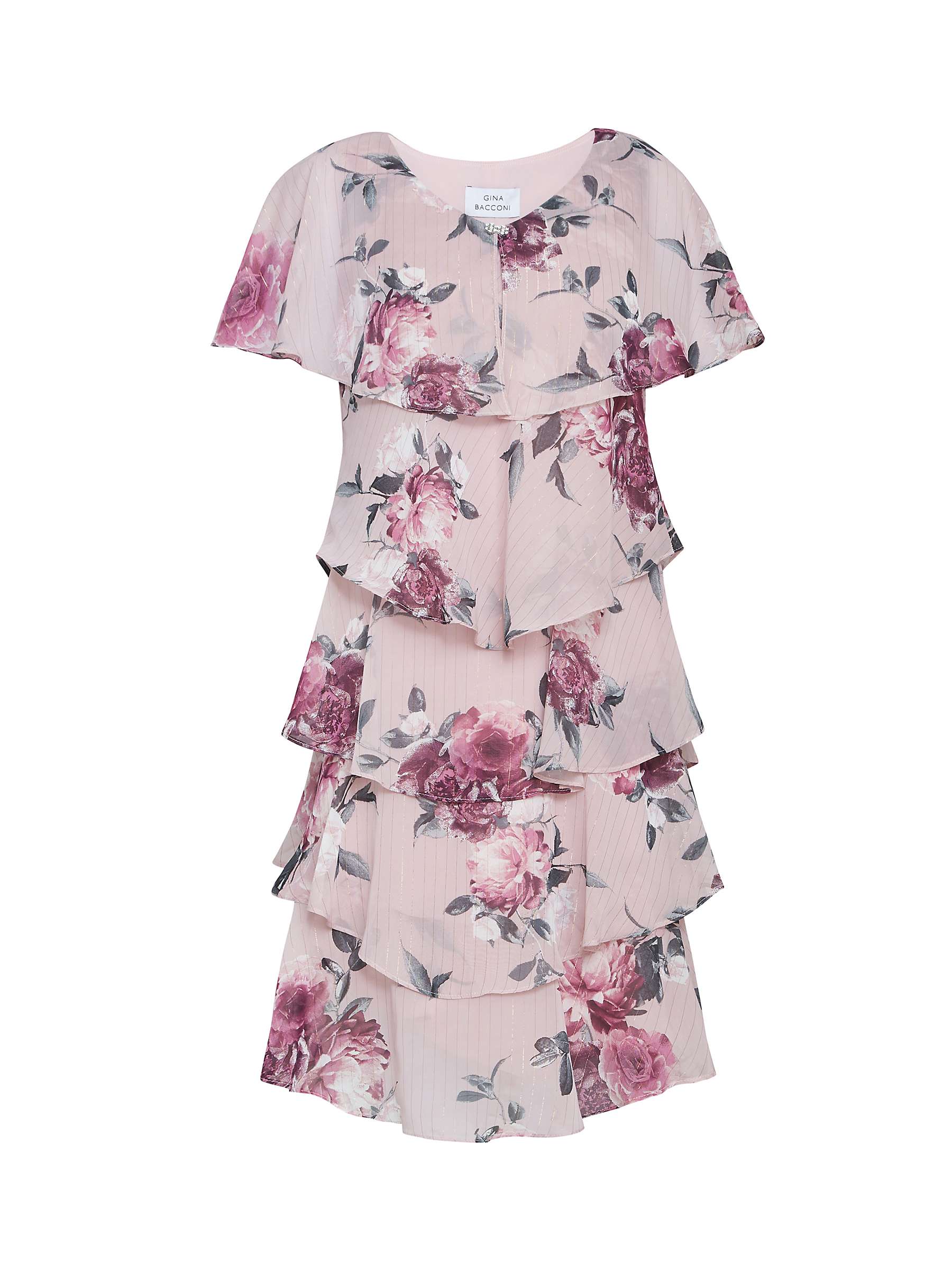 Buy Gina Bacconi Ella Floral Print Tiered Dress, Blush Online at johnlewis.com