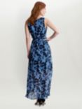 Gina Bacconi Alaura Long Printed Sleeveless Dress, Navy Multi, Navy Multi