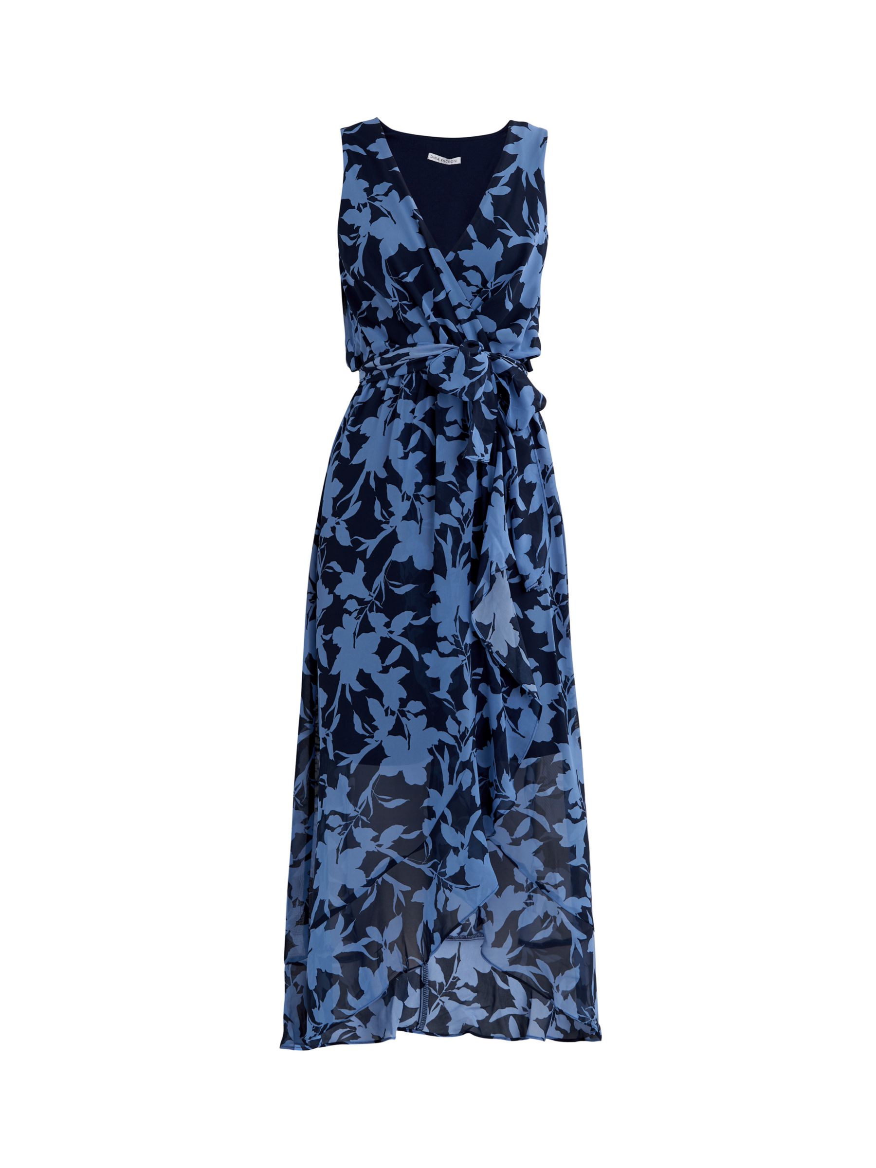 Gina Bacconi Alaura Long Printed Sleeveless Dress, Navy Multi, 16