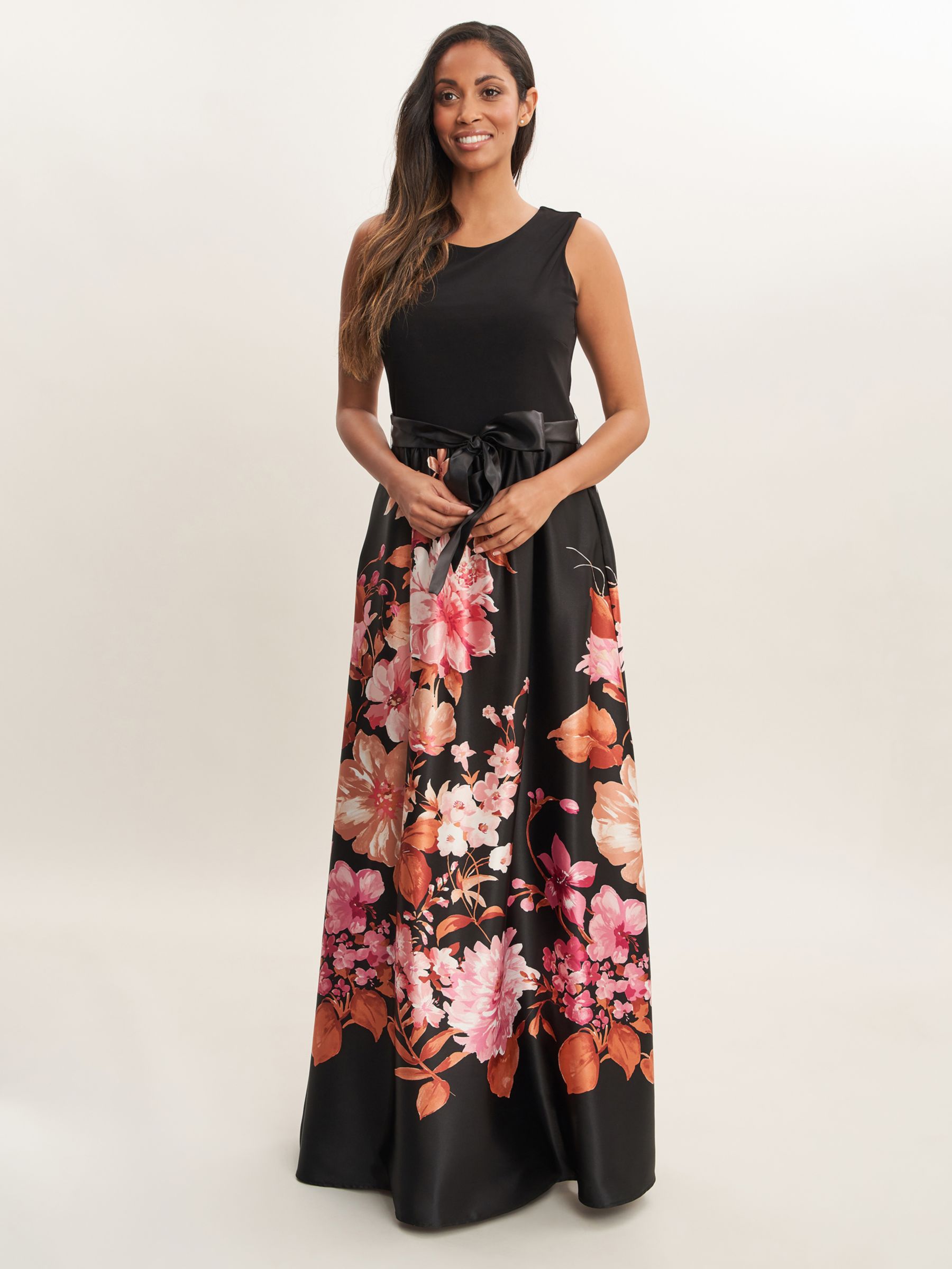 Gina Bacconi Jaimarie Floral Maxi Dress, Black at John Lewis & Partners
