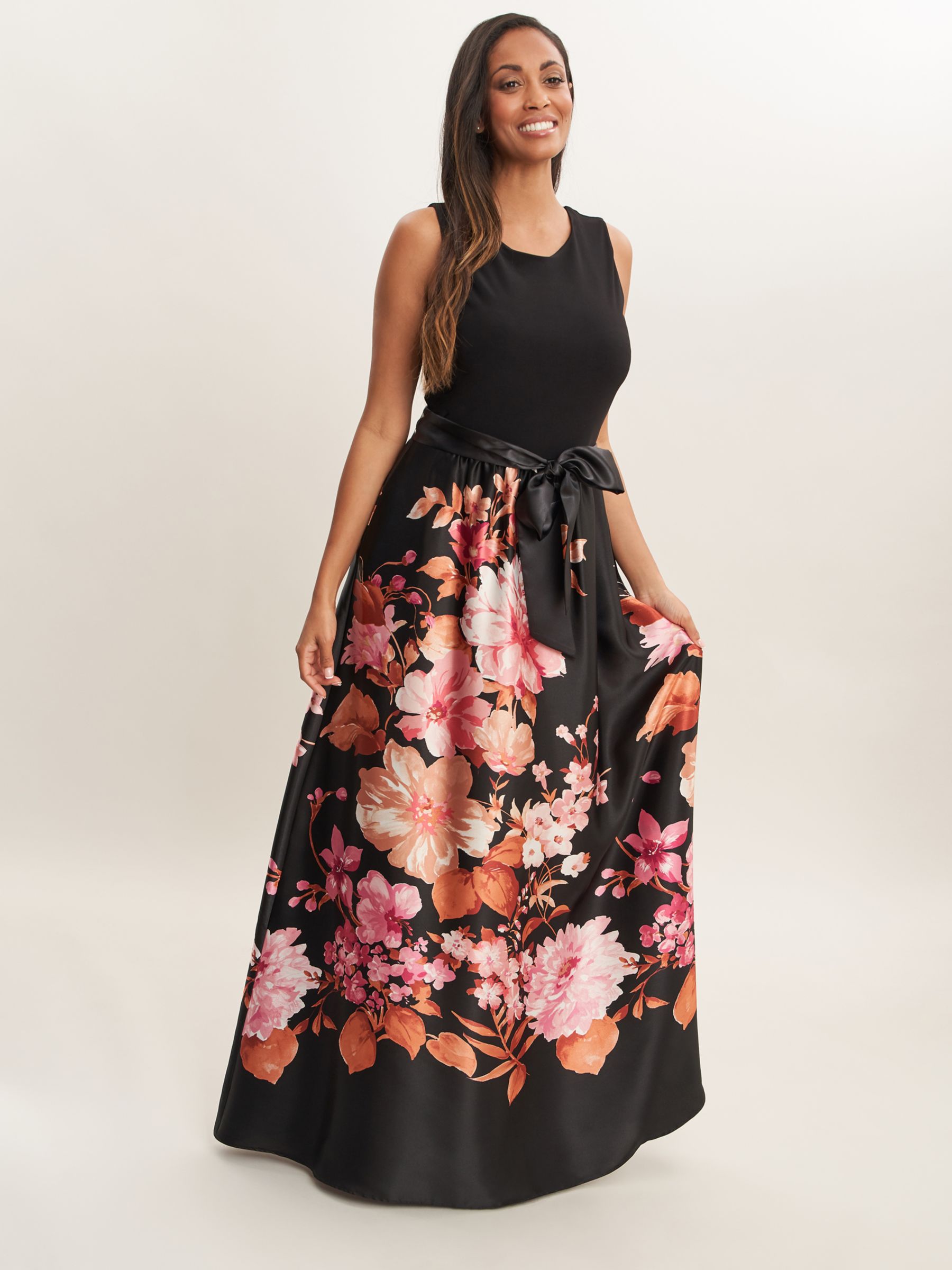 Buy Gina Bacconi Jaimarie Floral Maxi Dress, Black Online at johnlewis.com