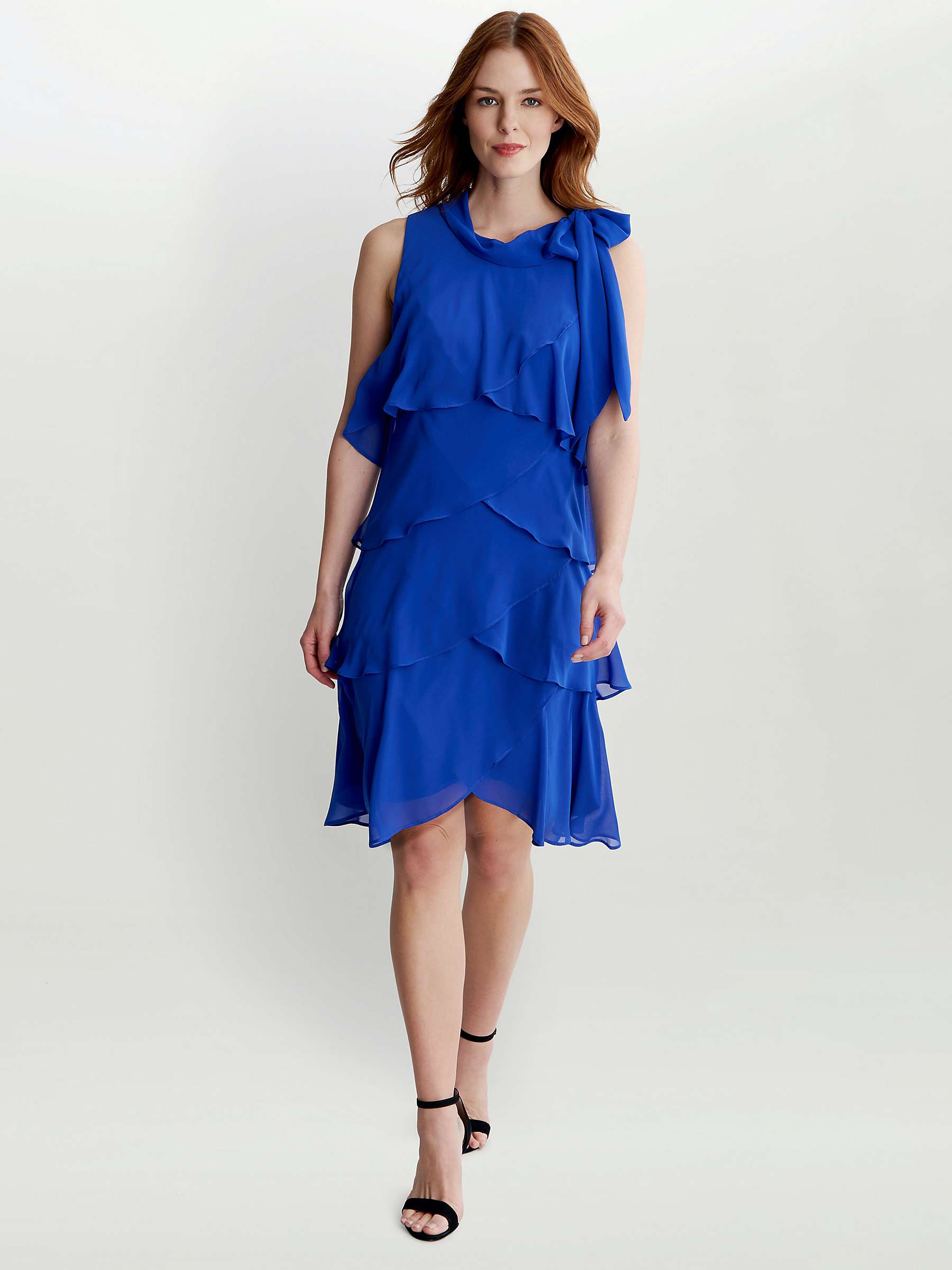 Buy Gina Bacconi Samira Short Sleeve Tiered Dress, Cobalt Online at johnlewis.com