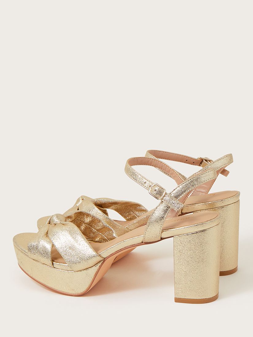 Monsoon Metallic Twist Knot Platform Heel Sandals Gold at John