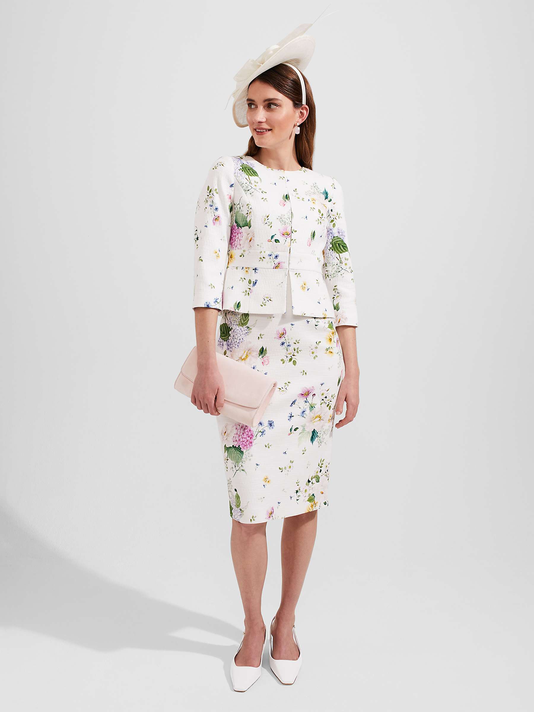 Buy Hobbs Emmaline Tailored Floral Tweed Jacket, Ivory/Multi Online at johnlewis.com
