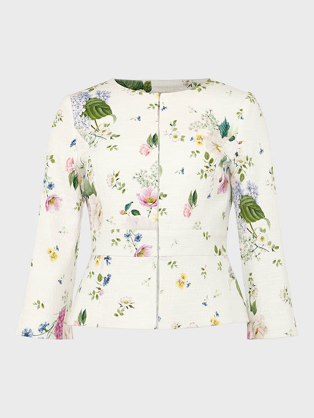 Hobbs Emmaline Tailored Floral Tweed Jacket, Ivory/Multi at John Lewis ...