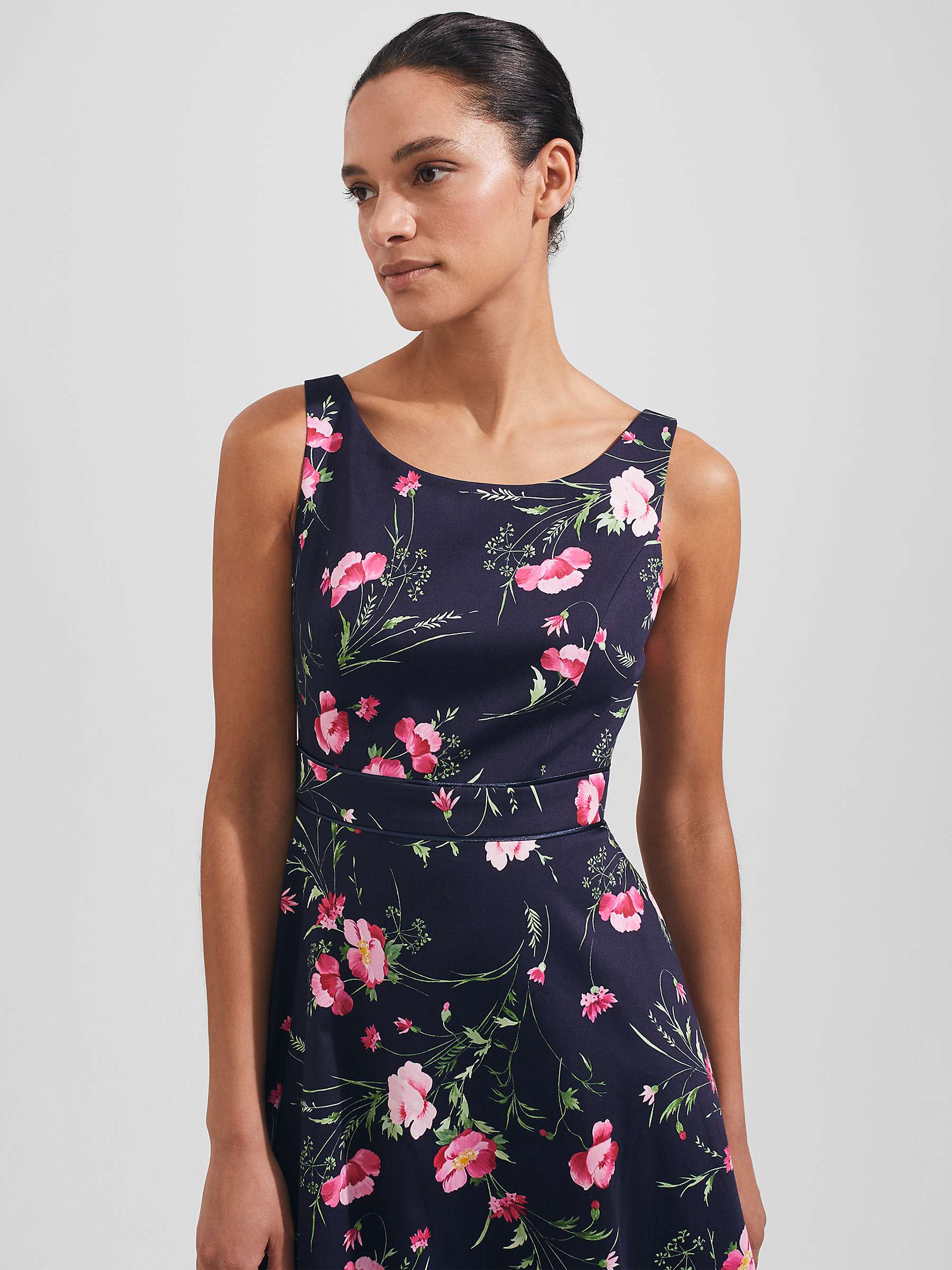 Buy Hobbs Kassandra Midi Dress, Navy/Multi Online at johnlewis.com