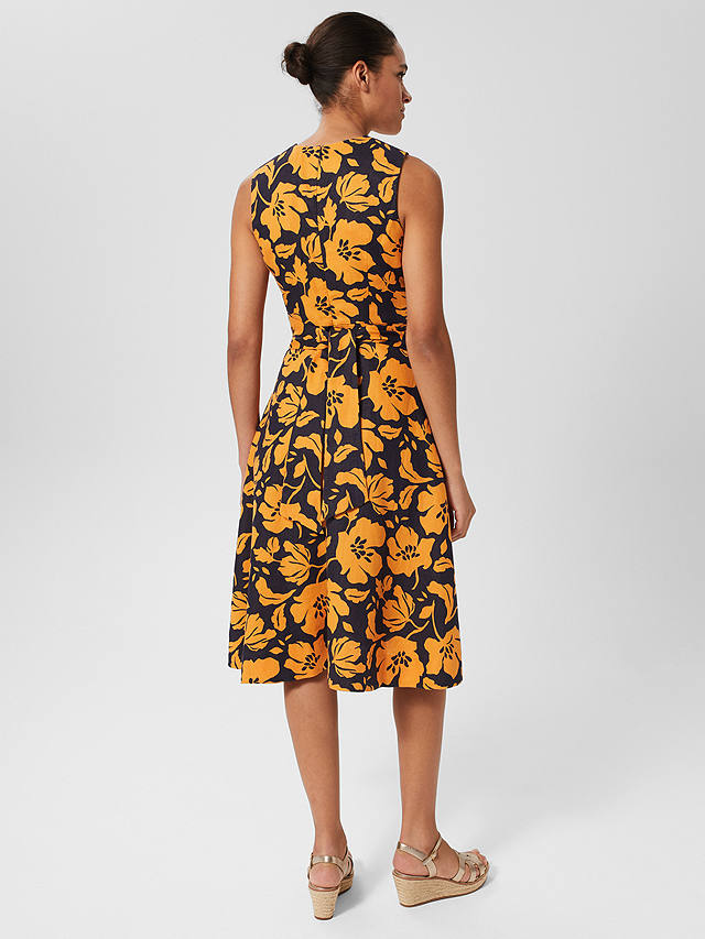 Hobbs Twitchill Floral Print Dress, Orange/Navy at John Lewis & Partners