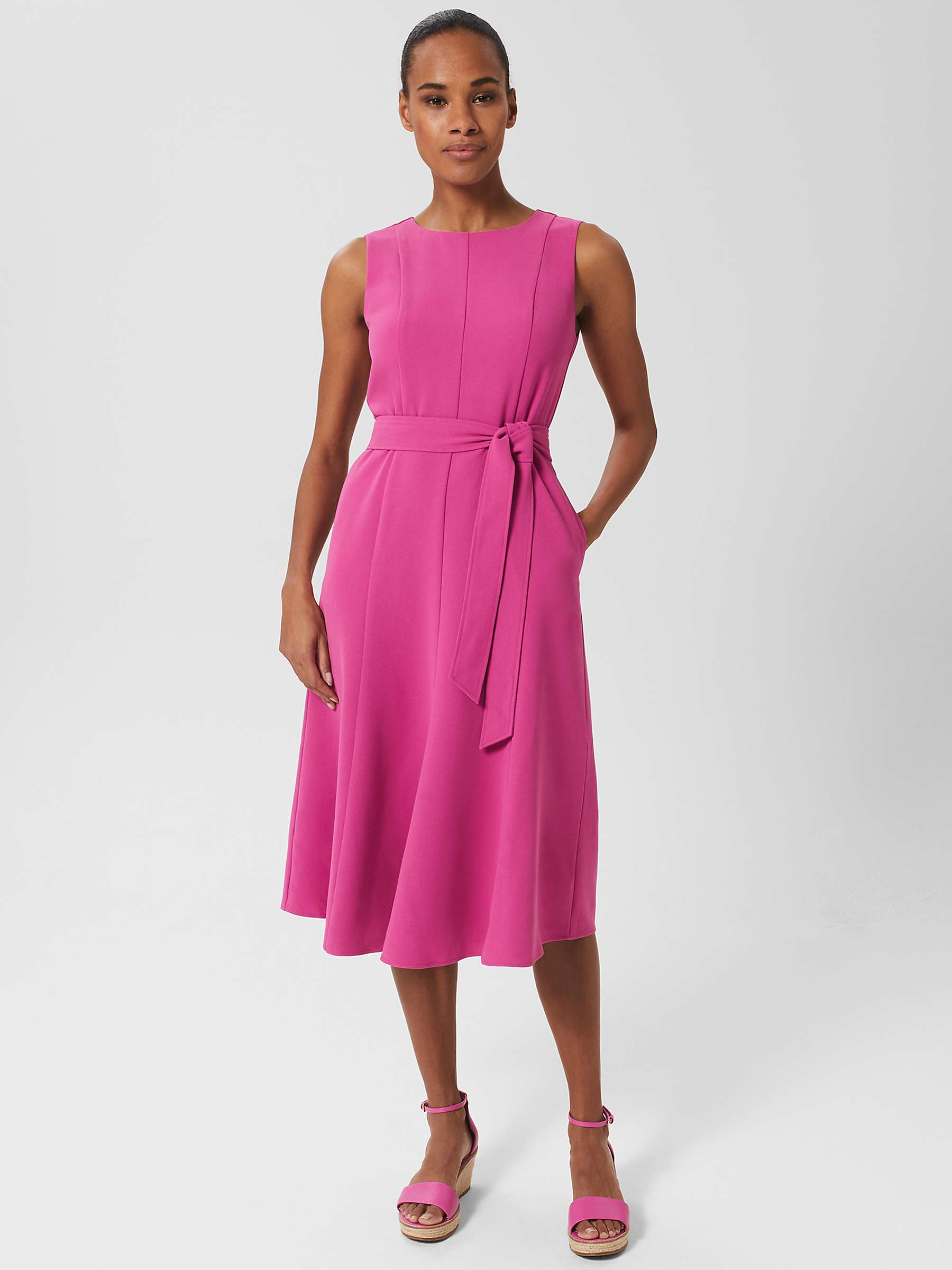 Buy Hobbs Rory Belted Dress, Fuchsia Online at johnlewis.com