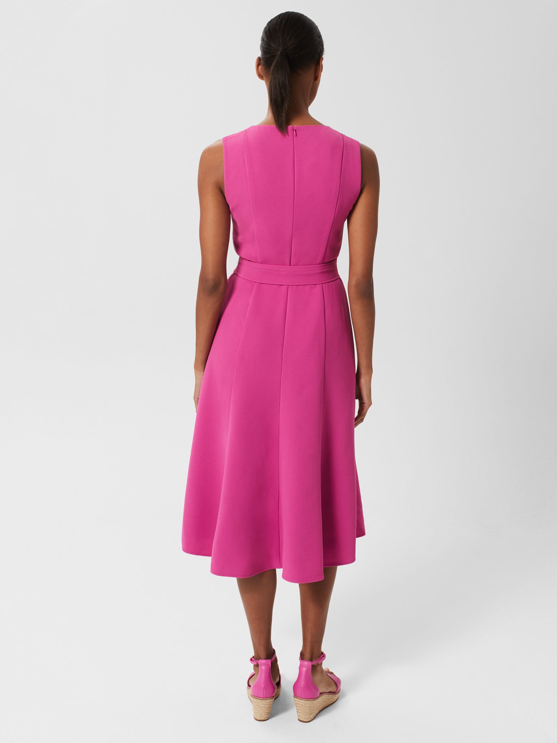 Hobbs Rory Belted Dress, Fuchsia at John Lewis & Partners