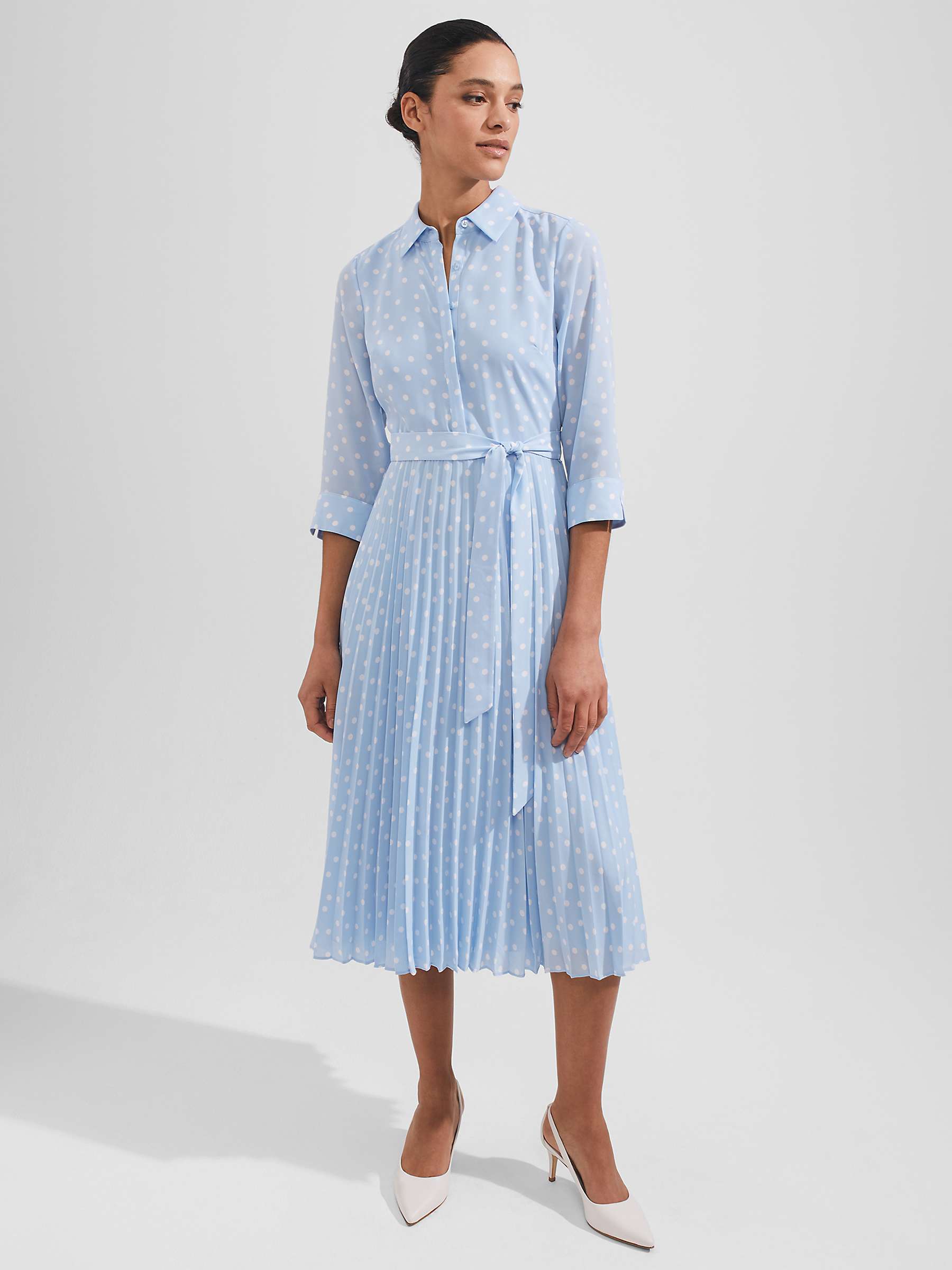 Buy Hobbs Leona Spot Shirt Dress, Blue Online at johnlewis.com