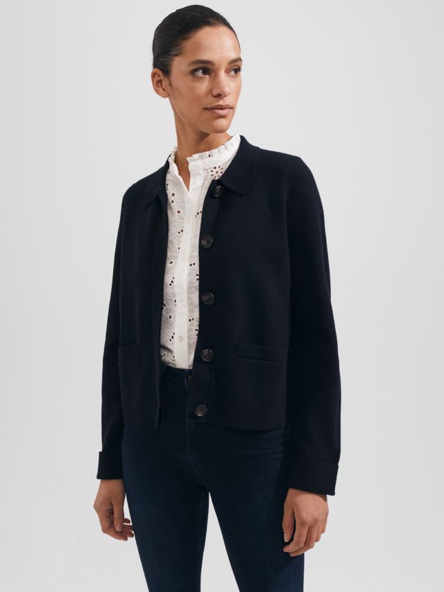 Hobbs Dawn Knitted Jacket, Hobbs Navy, XS