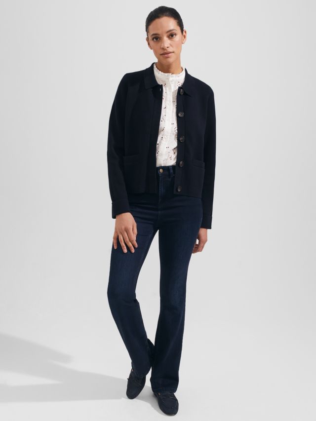 Hobbs Dawn Knitted Jacket, Hobbs Navy, XS