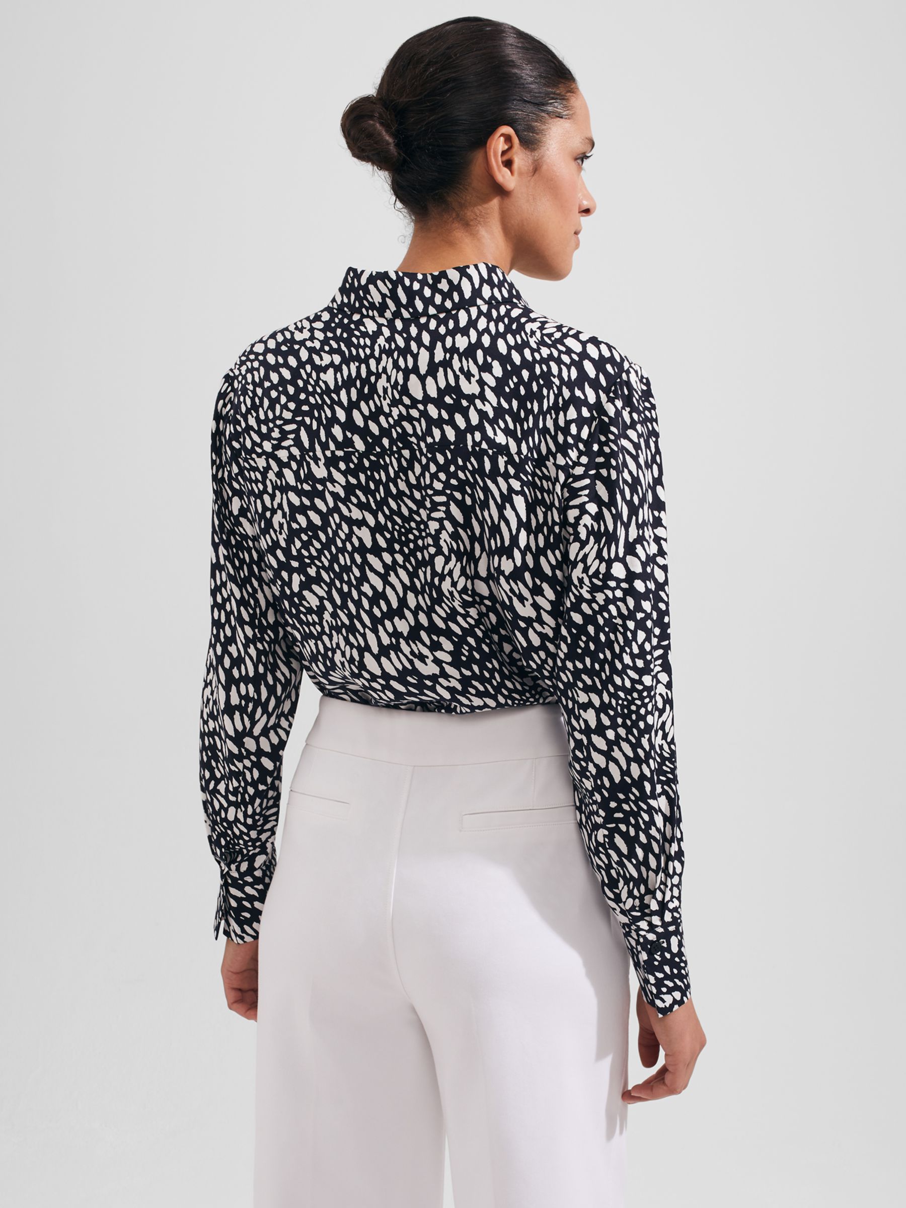 Buy Hobbs Katia Shirt, Navy/Ivory Online at johnlewis.com